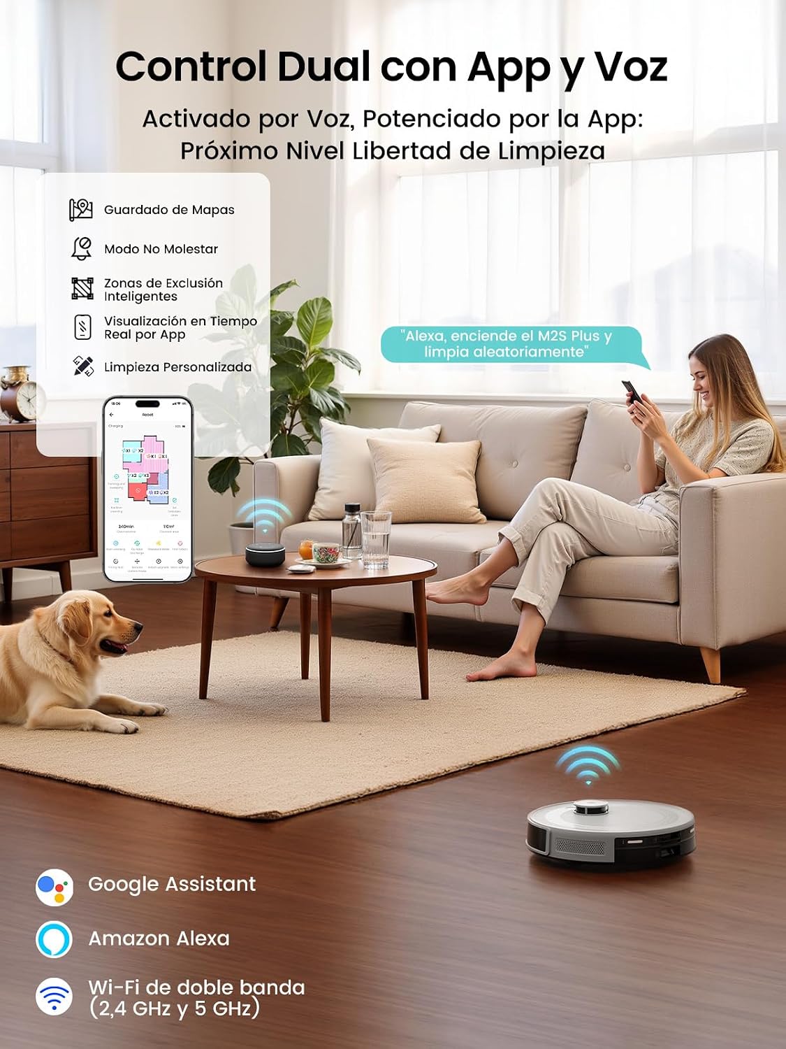 Lefant M2S Plus Robot Aspirador y Fregasuelos Lavador con Estación, 10000Pa, 240min, Navegación dToF, Aspirador Automático Polvo, Evasión de Obstáculos, Alexa/App/WiFi, Gris
