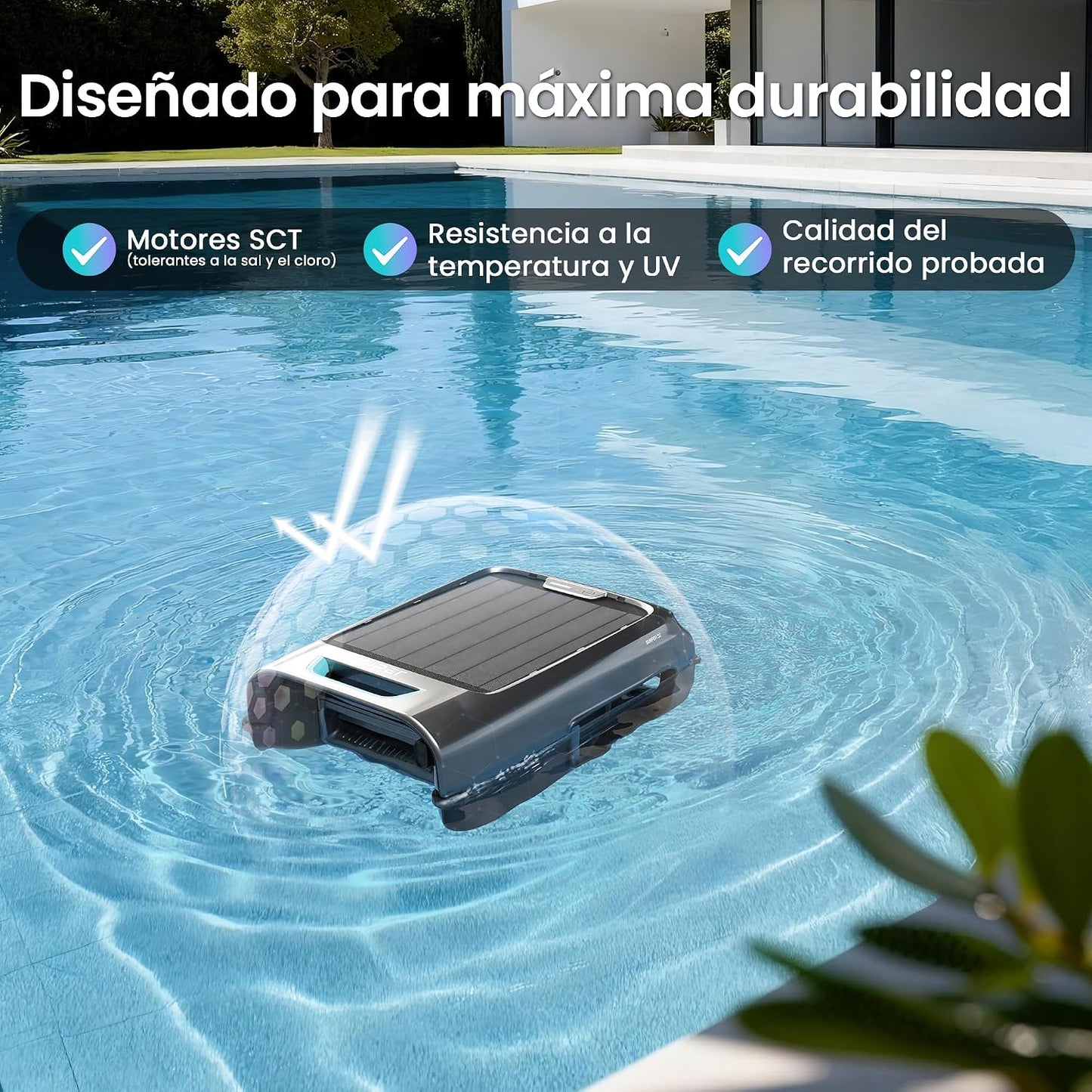 AIPER EcoSurfer S2 Robot Skimmer Superficie Piscina Solar, Robot Piscina Inalámbrico con App, Limpieza de Superficie 24/7, Carga Solar y DC, Detección de Obstáculos, Filtro 150 µm, Actualizaciones OTA