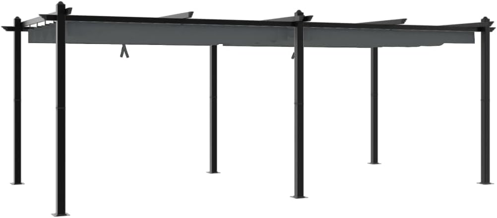 vidaXL Cenador de jardín con Techo retráctil Aluminio Antracita 3x6 m, cenador de Exterior, pabellón, pérgola, cenador de Patio, pabellón de jardín
