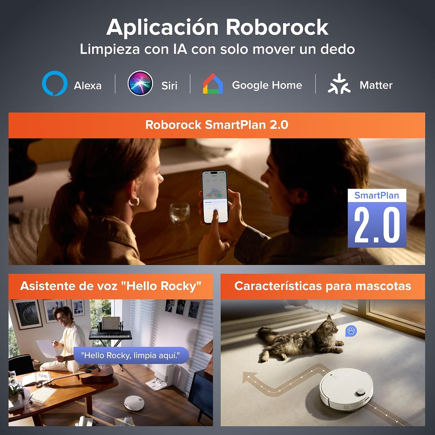 roborock Qrevo EdgeT Robot Aspirador con FlexiArm y Sistema Doble Desenredos, Succión 18500 Pa, 7,98 cm Ultrafino, Base Multifuncional 3.0 con Agua Caliente para Lavar Mopa, Controlado por App y Voz