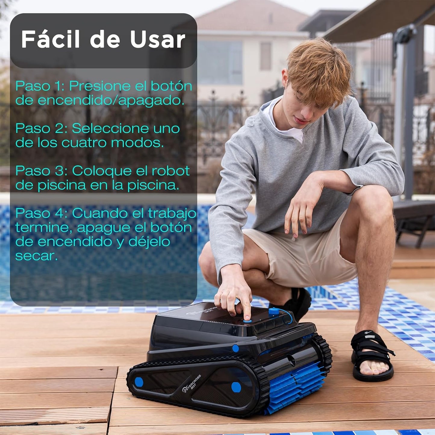 U8 Robot Piscina sin Cable con App, Limpia Fondo, Paredes y Línea de Agua, 120 Min Autonomía, 4 Motores, Navegación Inteligente, hasta 200 m²