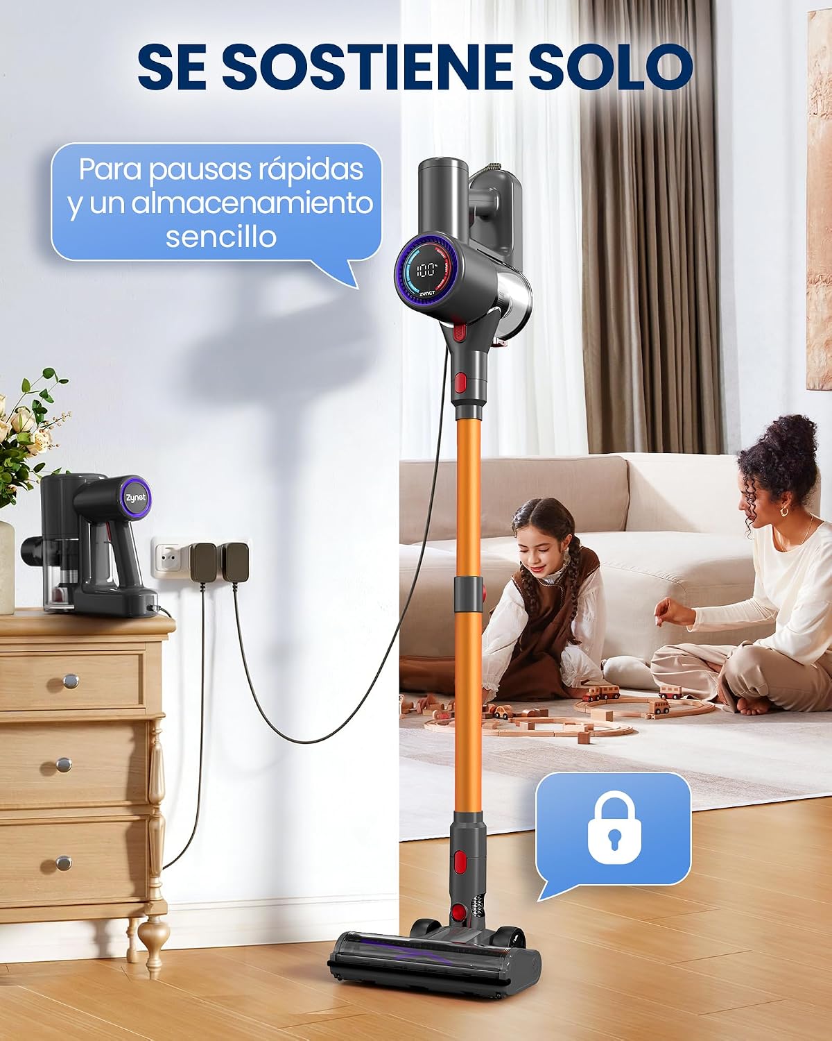 DP2 Aspiradora Sin Cable con 2 Baterías Integradas, 48KPa/90Min/600W, Pantalla LED, Tubo Telescópico, Autónomo, Luz Verde, Aspiradora Escoba Sin Cable para Pelo de Mascotas/Alfombras/Suelos Duros