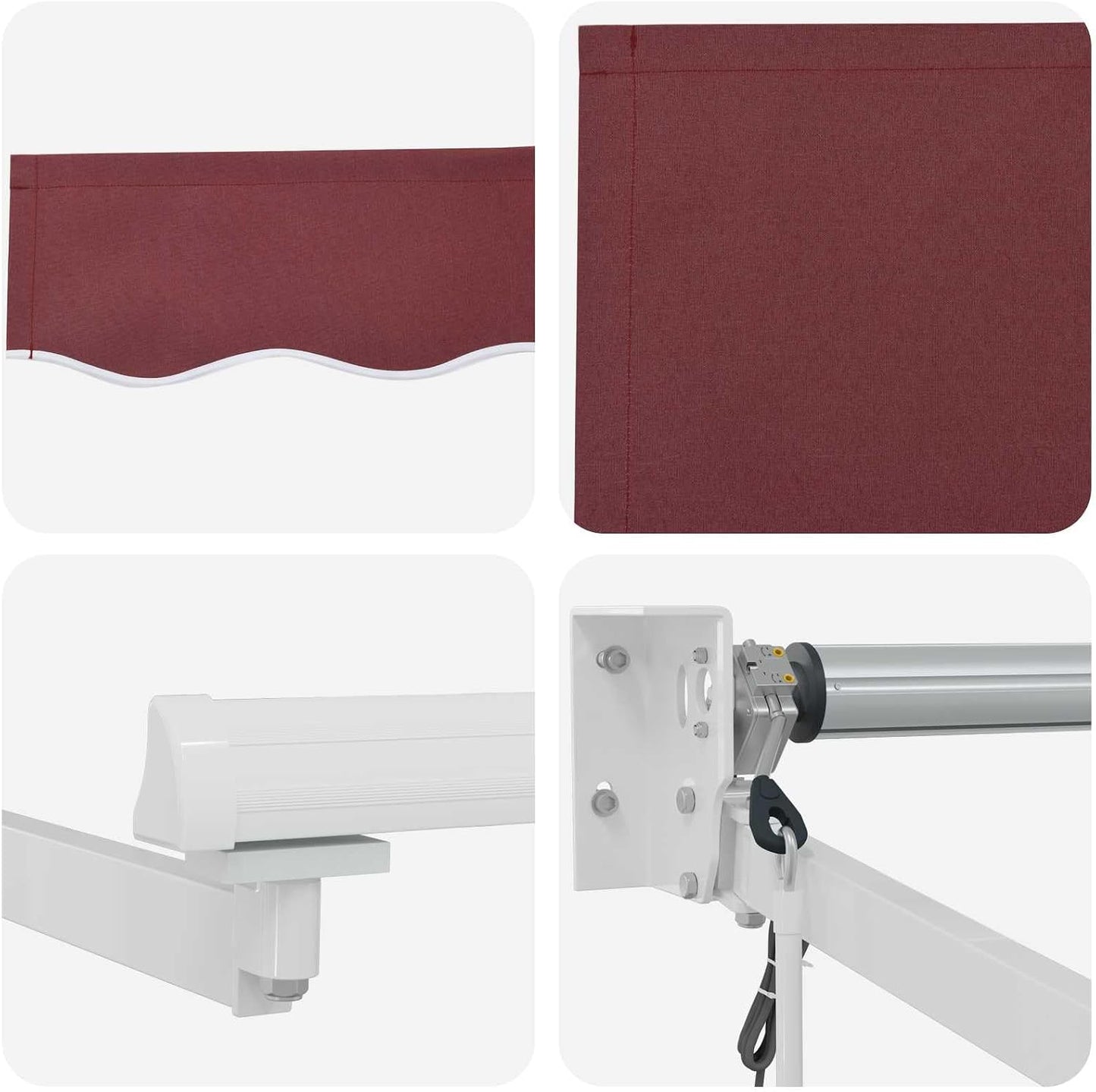 vidaXL Toldo Retráctil Eléctrico Borgoña y Blanco 4 x 2 m, Cortina eléctrica Moderna, toldo Exterior con Control Remoto, Cubierta de Patio ecológica, soluciones solares