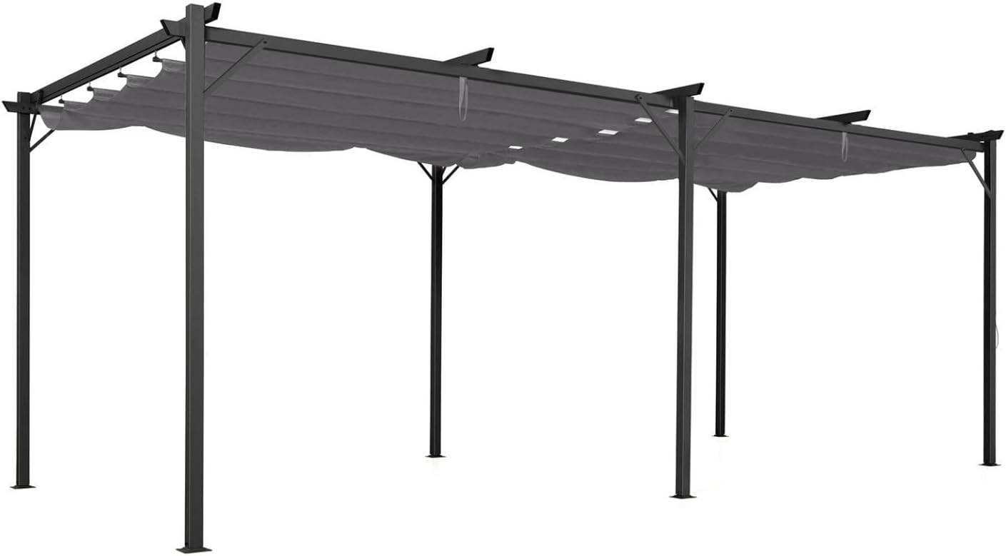 IDMarket - Pérgola con techo retráctil de 4 pies, 3 x 6 m, cenador gris antracita