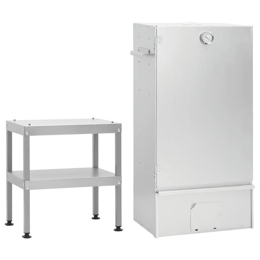 Horno Ahumador De Barbacoa Con Mesa Acero Galvanizado Vidaxl