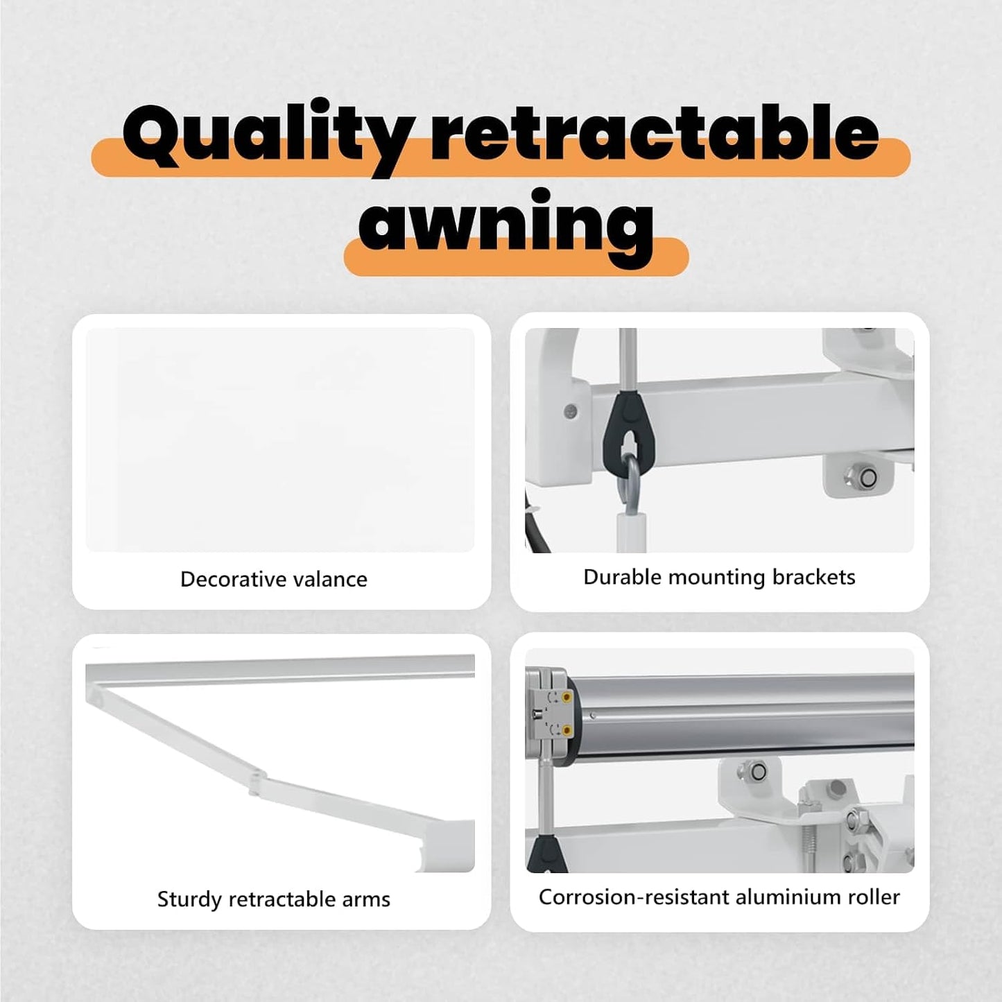 vidaXL Toldo Retráctil Eléctrico 500 x 300 cm, Cortina eléctrica Moderna, retráctil para el Patio, Marco de Aluminio, protección UV y Resistente al Clima