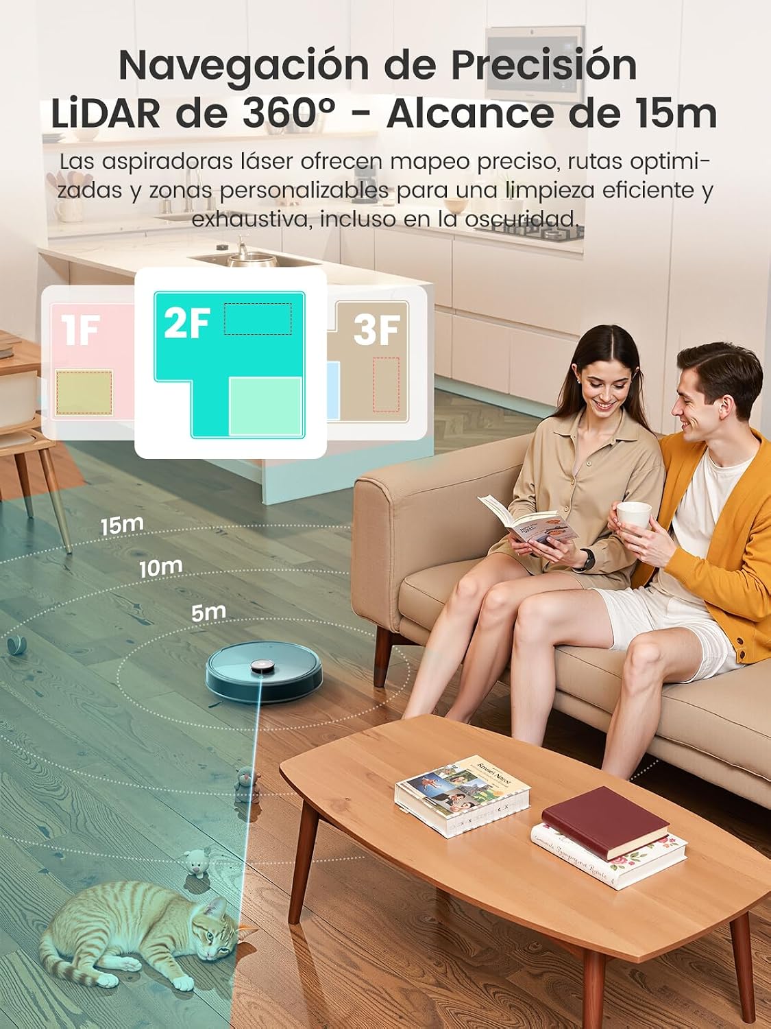 LEFANT M3 Max Robot Aspirador y Fregasuelos, Todo-en-Uno 20000 Pa, 210min, Auto-Lavado/Secado Mopa, Auto-Vaciado 3,2L, dToF Navegación Láser, Evita Obstáculos, WiFi/Alexa/App/i Watch, 2.4G & 5GHz WiFi