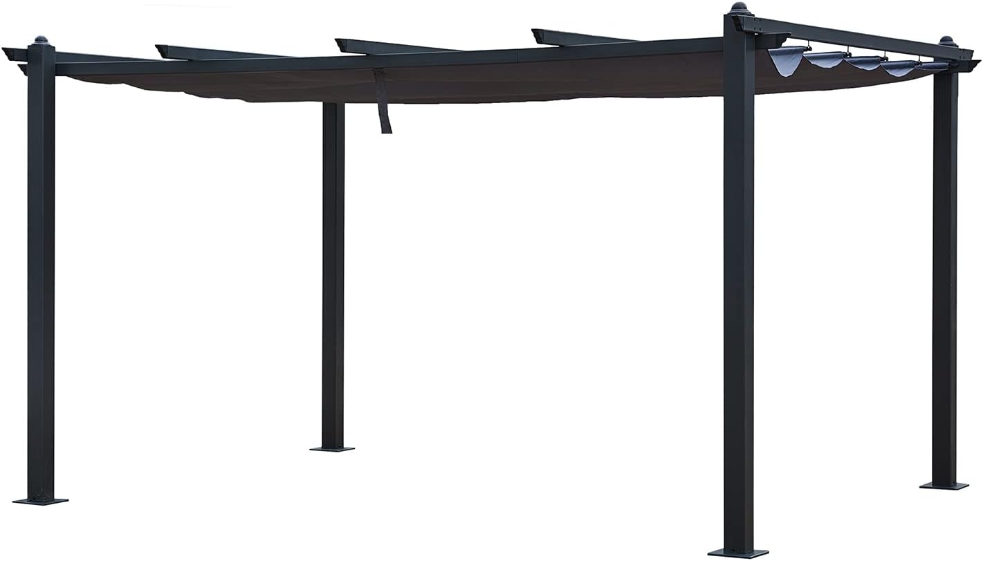 CONCEPT USINE | Pérgola Autoportante 4X3 m (12m²) - Estructura de Aluminio - Lona 100% Poliéster - Nila Gris - Lona Corredera Retráctil - Cenador de Jardín - para Terraza Exterior & Pabellón