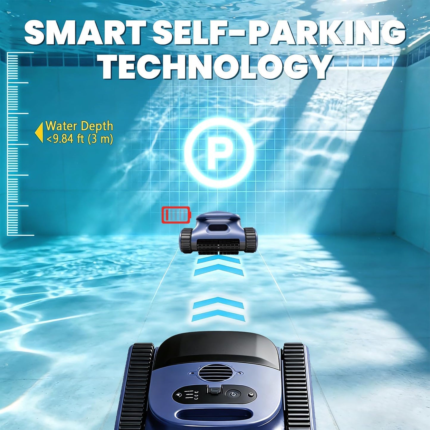 (Upgrade 2026) EVERCROSS BOT Robot Limpiafondos Piscina Batería, Limpiador Automático con Navegación IA, Flujo de 18.1 m³/h, Doble Filtro 3μm, Impermeable IPX8, Autonomía 180 Min