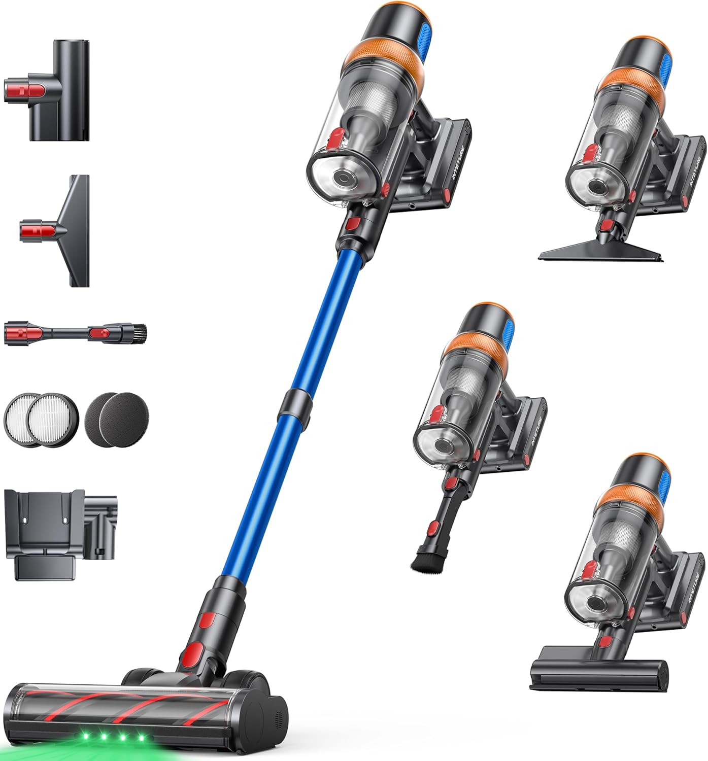 600W/50KPa Aspiradora sin Cable,65 Mins Autonomía,Aspirador Escoba Vertical con Cepillo Antiácaros,Pantalla Táctil,Función Aromática,Carga en Pared,Anti-Enredos,Luz LED,Adecuado Suelos/Sofás/Mascotas