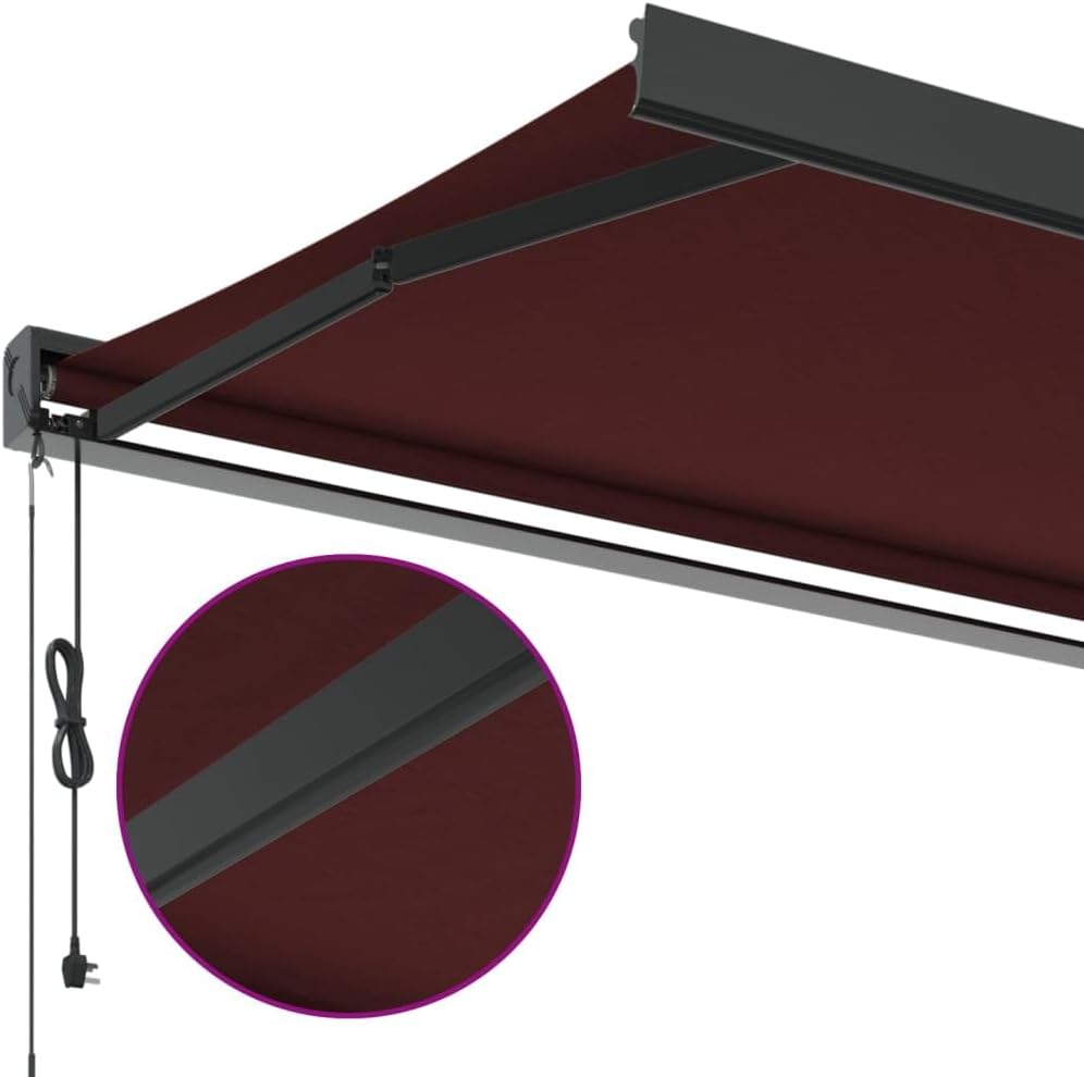 IKAYAA Toldo Motorizado 400 x 300 cm, Toldo Eléctrico y Manual Retráctil,Toldo Articulado Eléctrico con Mando a Distancia, Toldo Brazo Extensible para Terraza, Jardín Burdeos
