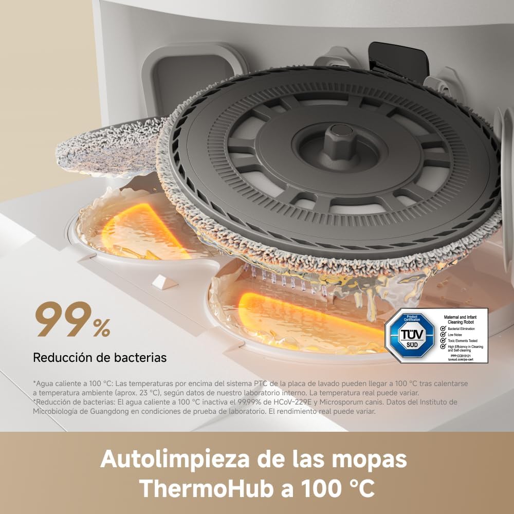 DREAME L50 Ultra Ae Robot Aspirador y Fregasuelos, 100 Días de Vaciado Automático, Mopas con Autolimpieza a Alta Temperatura, 28.000 Pa de Succión, Limpia a Fondo Esquinas y Bordes.