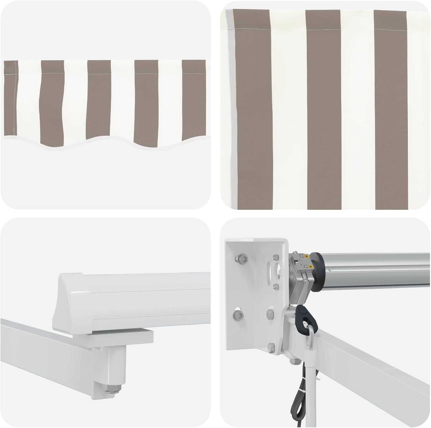 vidaXL Toldo retráctil eléctrico gris claro y blanco, toldo eléctrico, extensible, LED, protección de jardín, protección al aire libre, parasol funcional