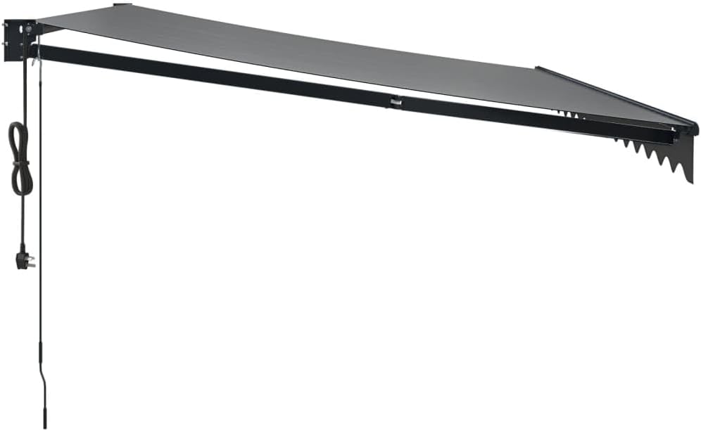 IKAYAA - Toldo eléctrico retráctil motorizado con brazo extensible para terraza, jardín, gris antracita (estructura gris), 4 x 3 m