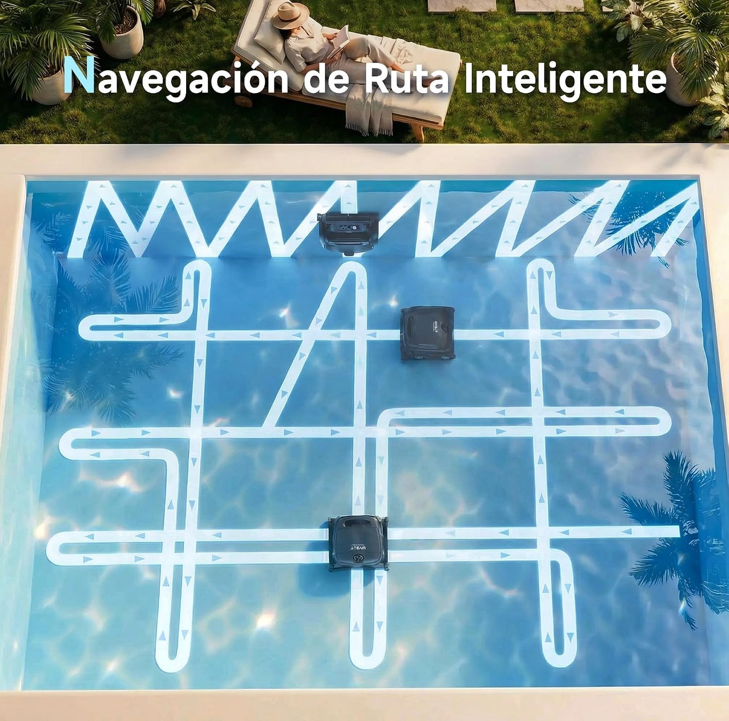 WYBOT B1 Robot de Piscina inalámbrico para Piscinas pequeñas, Robot de Limpieza Inteligente Ligero con Control de aplicación, Cubierta de Pared y Suelo, Dos cepillos Laterales, Negro y Verde