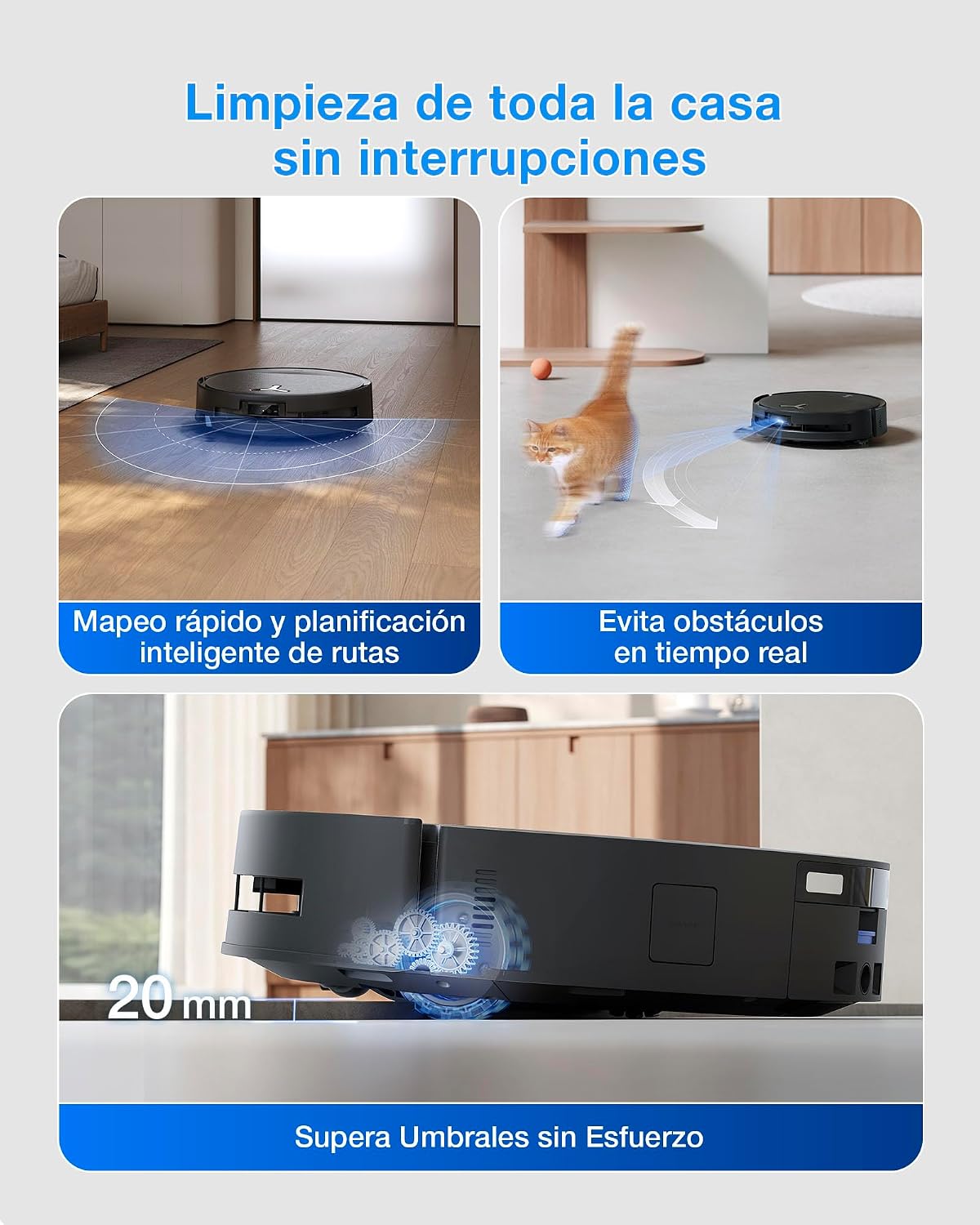 ECOVACS DEEBOT T80S Omni Robot Aspirador y Mopa, 24 800 Pa, OZMO Roller 2.0, Tecnología ZeroTangle 3.0, Mecanismo Triple Lift, Lav Mopa con Agua Cal a 40-75 °C, Secado Aire Cal, Negro
