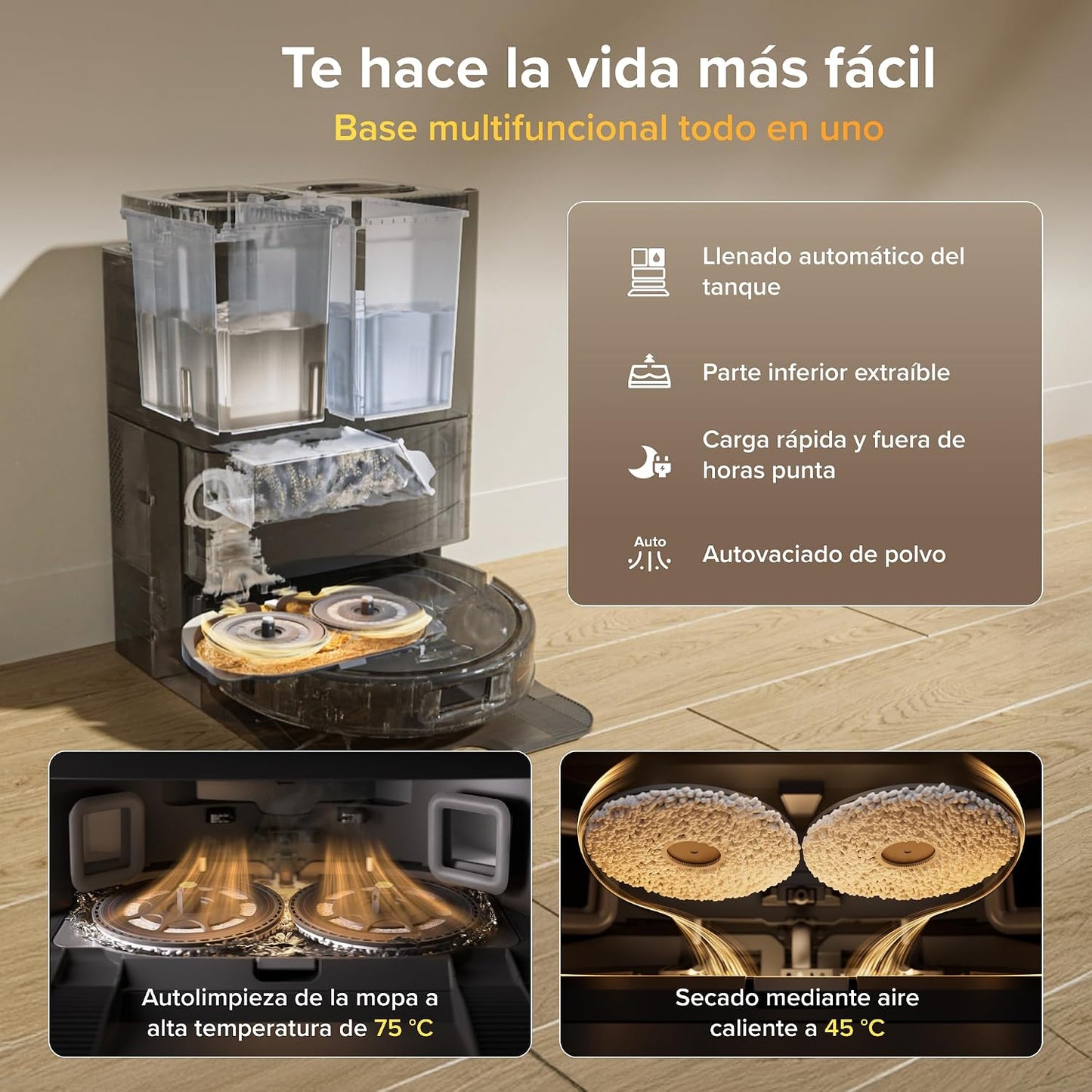 roborock Qrevo S Pro Set Robot Aspirador (Versión Mejorada del QV 35A) Succión de 18500 Pa, Base Todo en Uno, 2,7L Bolsa para Polvo, Sistema antienredos, Evitación de Obstáculos, Negro