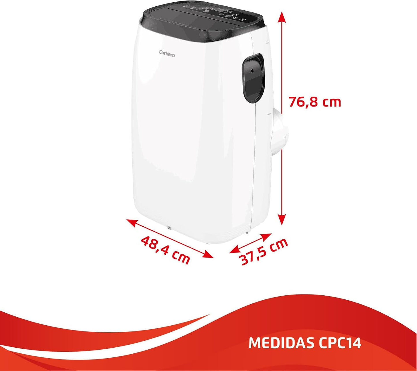 Corberó - Aire Acondicionado Portátil 3 en 1 con Mando | CPC14 | 14000 BTU- 4100 Frigorías | Cobertura 25-40 m² | 16-31 ºC | Refrigeración | Ventilador| Deshumidificación | Temporizador