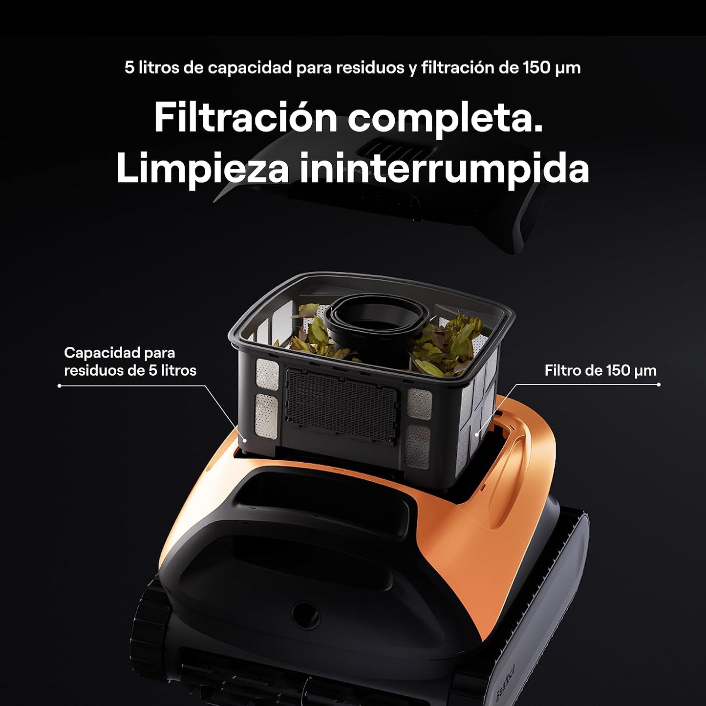 Beatbot (2026 Nuevo Sora 30 Robot Piscina limpiafondos y Paredes, Plataformas y línea de flotación, 25700 LPH, Posicionamiento Superficie, 5l residuos,App,Piscinas enterradas y elevadas, Orange