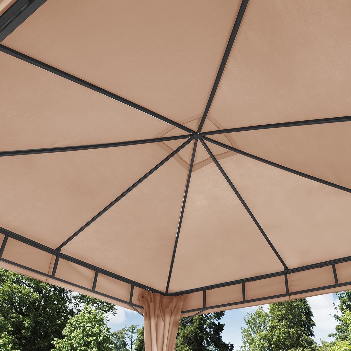 Cenador de jardín 3x3 m ALU Premium Aprox. 220g/m² Lona de Techo Cenador Impermeable 4 Lados cenador de jardín Topo Claro Aprox. 9x9 cm Perfil