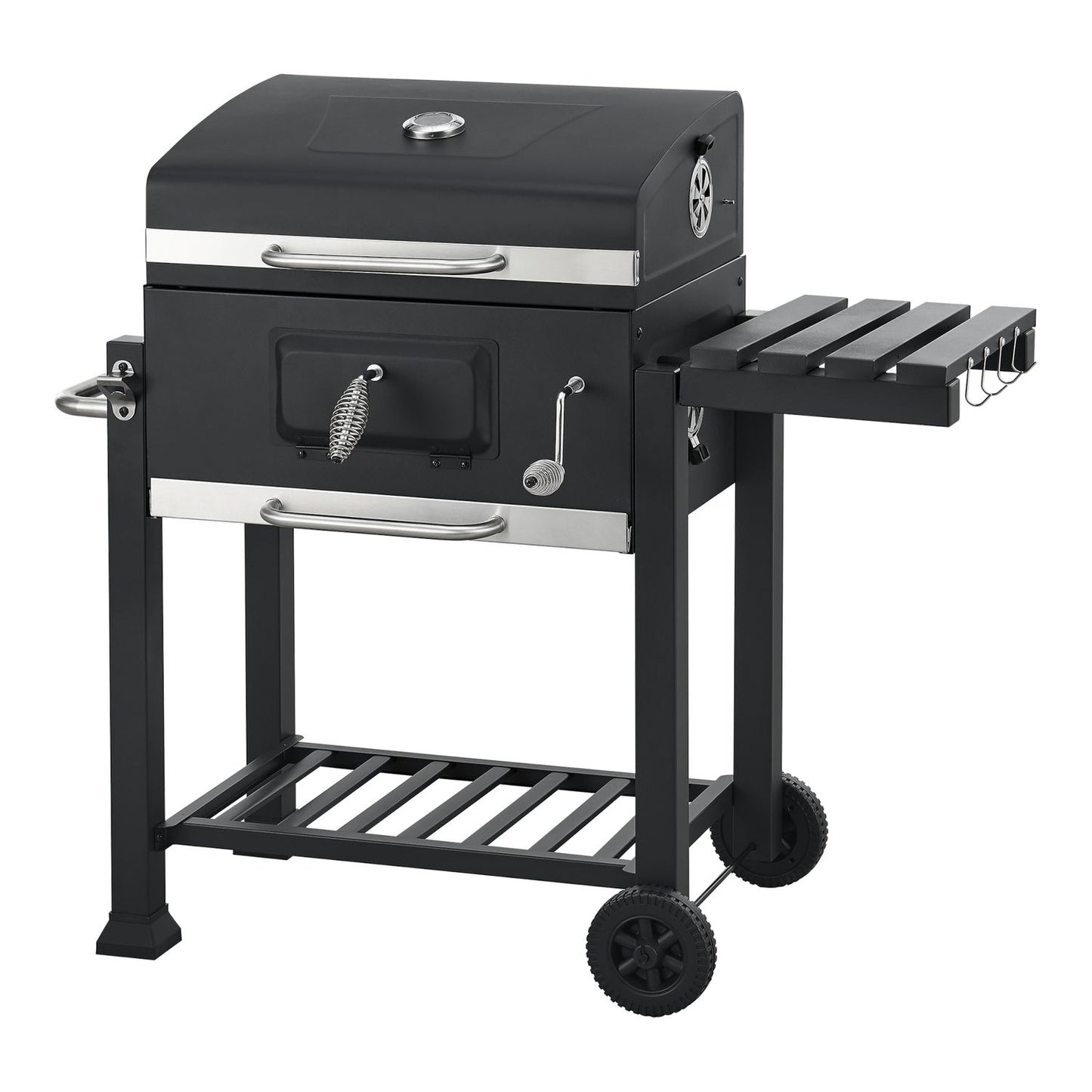 Barbacoa De Carbón Arnad Con 3 Estantes Acero 105x114x48cm - Negro [casa.pro]