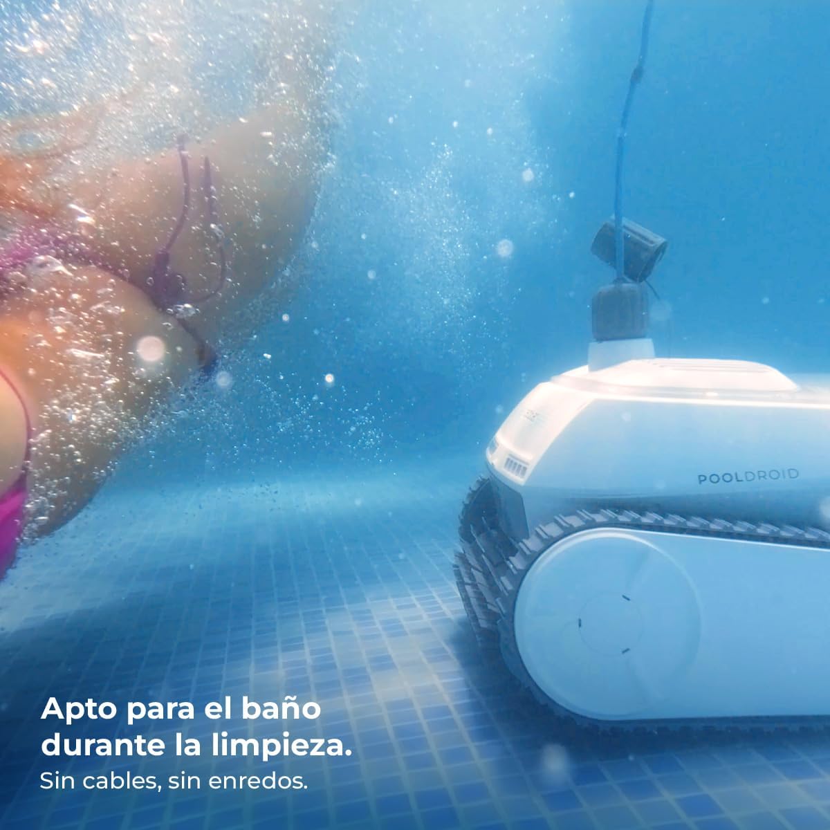 Cecotec Robot Limpiapiscinas para Fondos, Paredes, Línea de Flotación y Superficie Conga Pooldroid 10000 TotalClean AquaSkater. 300m2, Limpieza Ordenada, Autonomía 150mins, Capacidad 4L, App y Mando