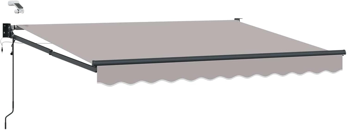 vidaXL Toldo Retráctil Eléctrico Gris Claro 3 x 2,5 m, Toldo automático, Moderno y eléctrico, retráctil, con LED, para Patio, ¡Sombra Funcional al Aire Libre