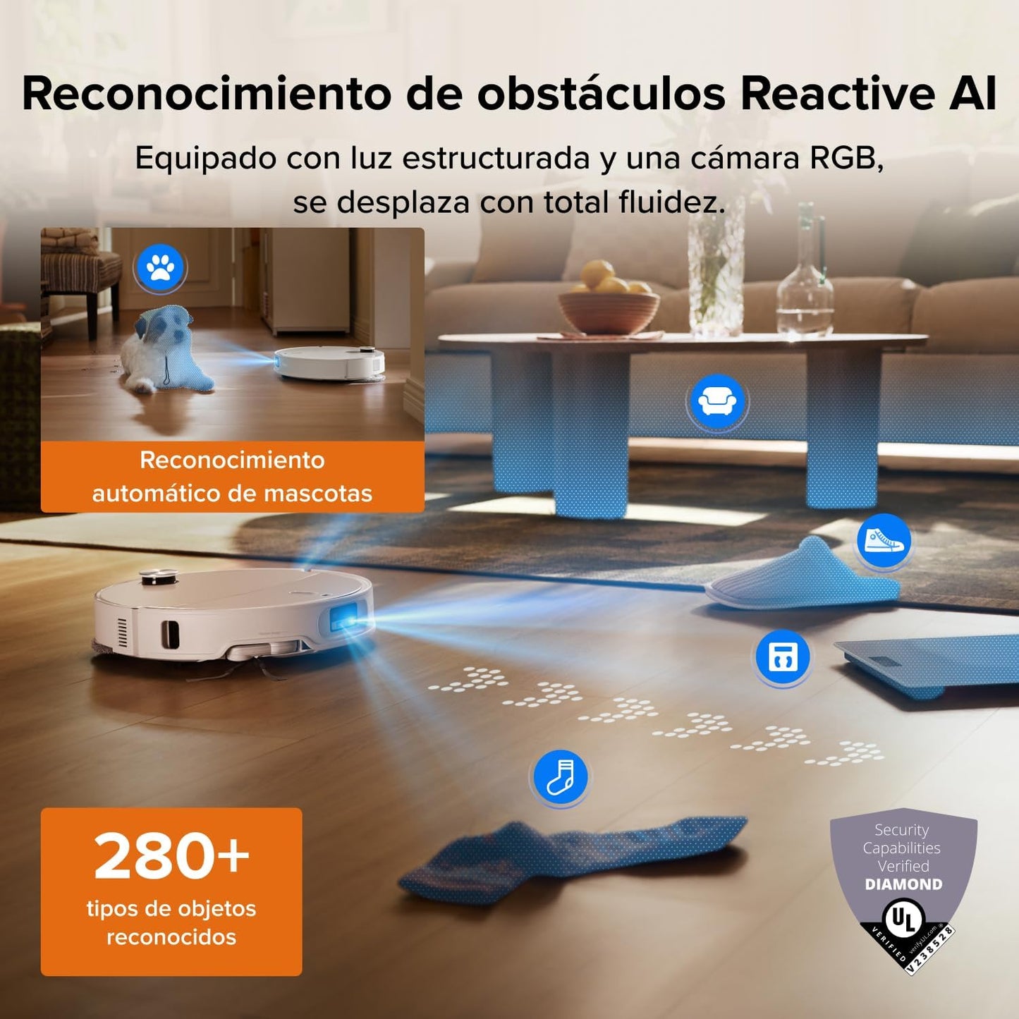 roborock Qrevo Edge 2 Set Robot Aspirador, Succión de 25000 Pa, 7,98 cm Ultrafino para Espacios Reducidos, Base Todo en Uno, Sistema antienredos, Evitación de 280+ Tipos de Obstáculos, Blanco