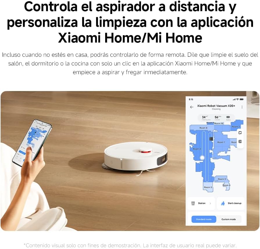 XIAOMI Robot Vacuum X20+, estación Todo-en-uno con Recogida de Polvo, Lavado y Secado automático, succión 6000Pa, evitación S-Cross™, navegación LDS y Control por App