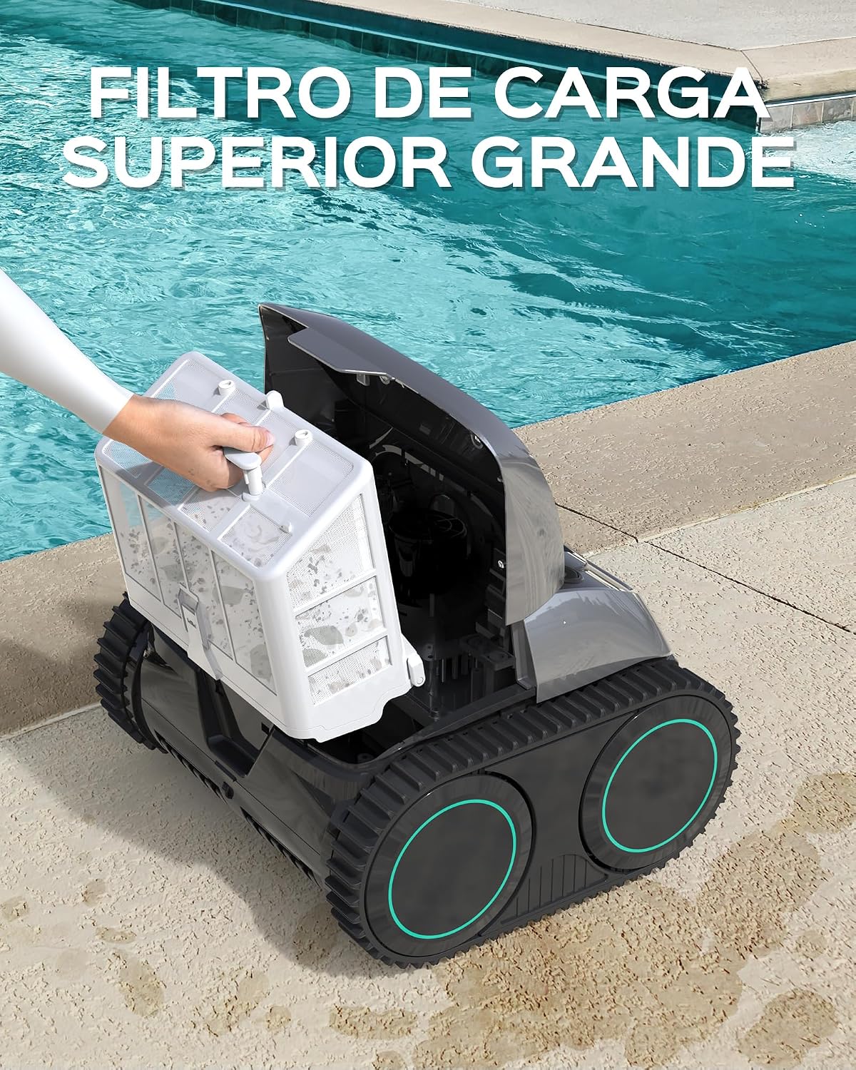 WYBOT C1-Plus Robot Piscina Limpiafondos y Paredes, para Piscinas enterradas y elevadas, 160min autonomía, Limpieza 4-en-1 (160m²), Navegación Inteligente & App, Verde Gris
