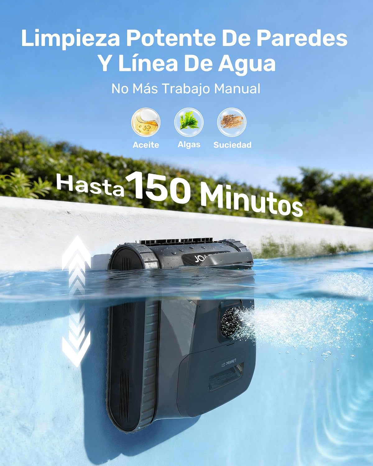 Gosvor (Nuovo 2026 Robot Piscina Limpiafondos y Paredes, Doble Filtración, Planificación Inteligente Rutas, 5 Modos, Control App, 200Min Autonomía, Línea Agua y Zona Poco Profunda,Gris