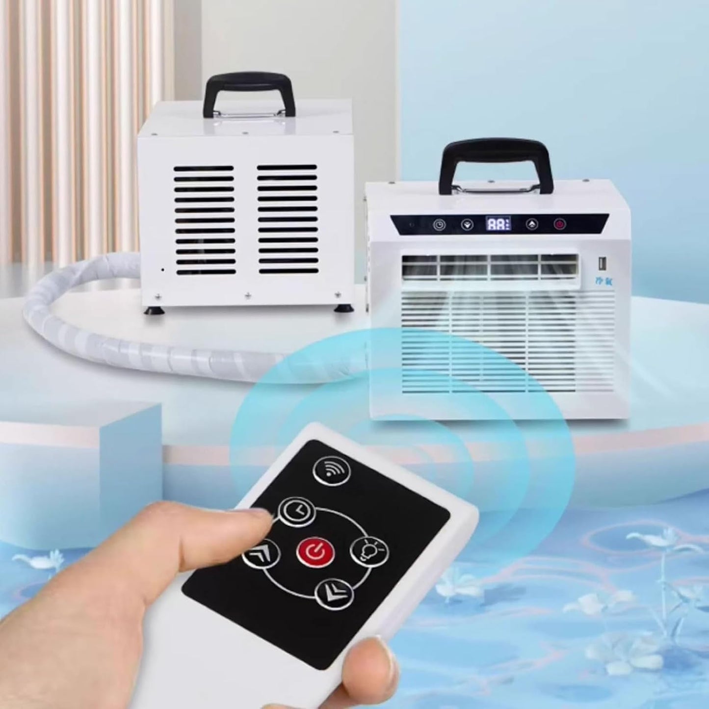 Aire Acondicionado Portátil De Ventana 3000 Btu, Wifi Y Control Remoto, Temporizador De 12h, Flujo De Aire De 130m³/h Para Tienda, Rv, Hogar Y Oficina, Fácil Sin Montaje 2-meter connecting pipe