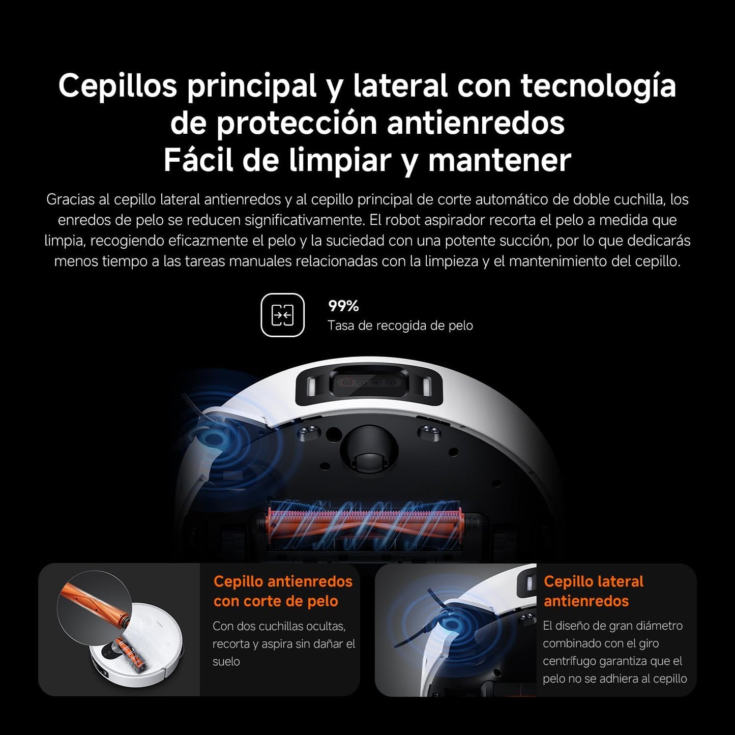 XIAOMI Robot Vacuum 5 Pro - Succión de 20.000 Pa, IA para Evitar obstáculos, Detección automática de Suciedad, Láser dToF, Brazos robóticos duales, Autolimpieza a 80 °C para Mejor Rendimiento