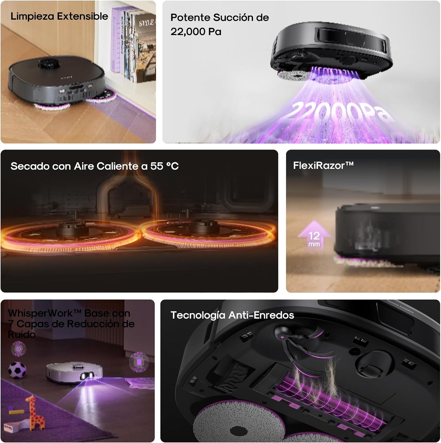 Eureka J15 EVO Ultra Gen2 Robot Aspirador y Fregasuelos 22KPa con Base Multifuncional, Autovaciado, Autolimpieza, Cepillo Antienredo, Secado Aire Caliente, Limpieza de Alfombras Versátil