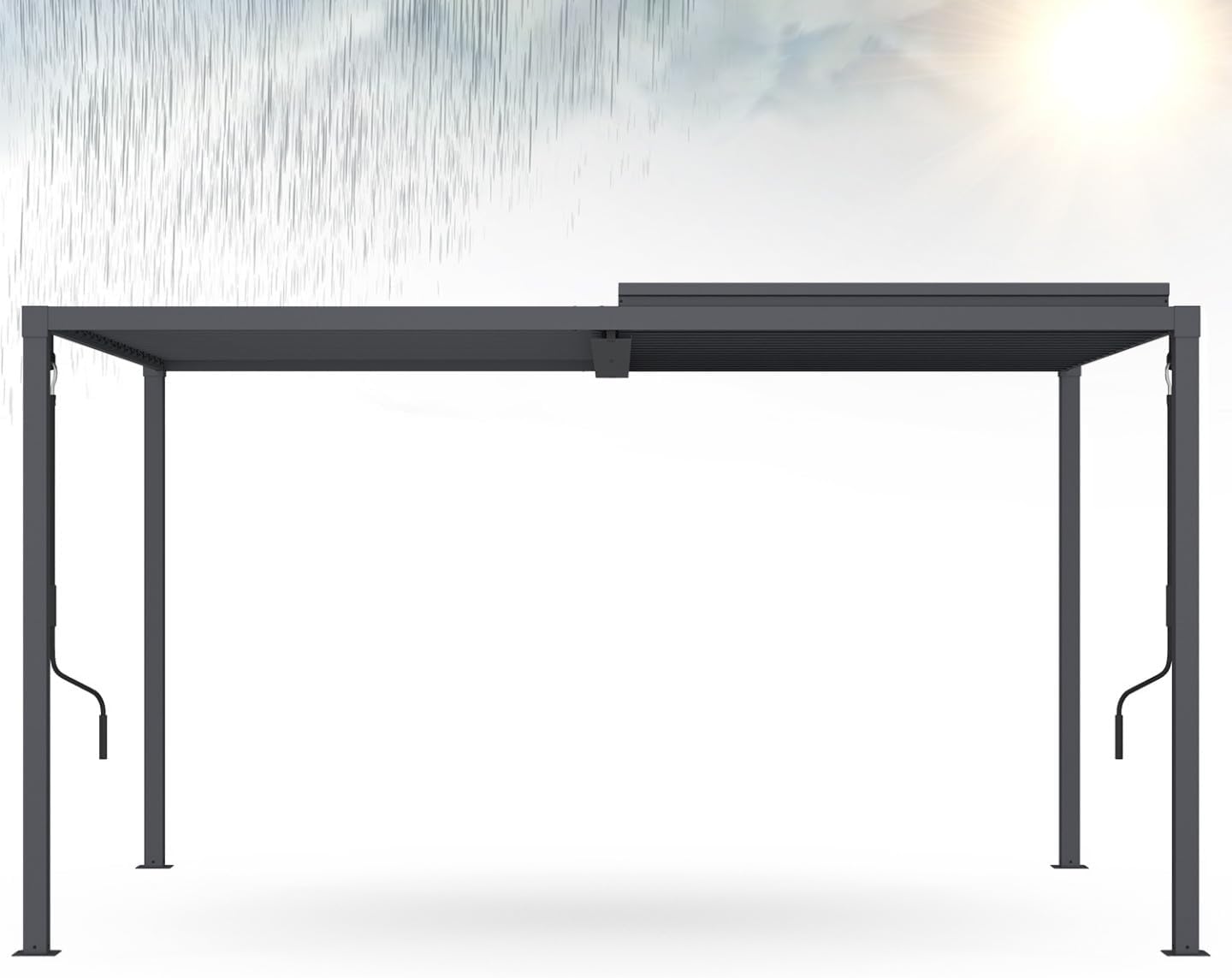 IDMarket – Pergola bioclimática cuchillas orientables 3 x 4 m, aluminio gris antracita