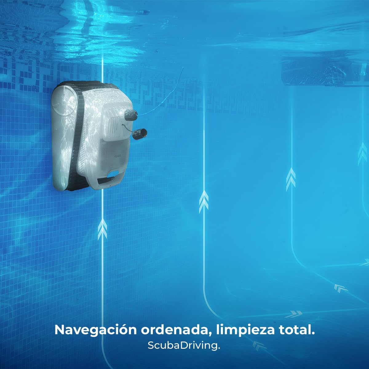 Cecotec Robot Limpiapiscinas para Fondos, Paredes, Línea de Flotación y Superficie Conga Pooldroid 10000 TotalClean AquaSkater. 300m2, Limpieza Ordenada, Autonomía 150mins, Capacidad 4L, App y Mando