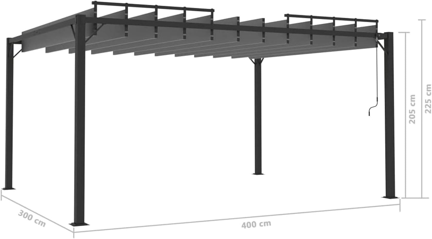 GuyAna Cenador con Techo persiana 3x4 m Tela y Aluminio pergola terraza Exterior toldos para pergolas pergolas de Jardin Antracita