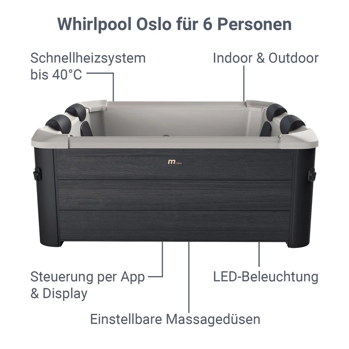 2026 Spa Whirlpool Oslo con iluminación LED