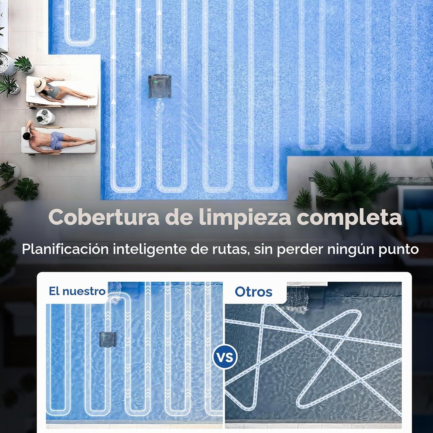 (2026 New) Pondee X5 Robot Limpiafondos Piscina y Paredes Sin Cable, Línea de Agua, Navegación Inteligente, Aspiradora 21 m³/h Saugkraft, 3 Motores Brushless, Autonomía 180 Min, Piscinas hasta 300m²
