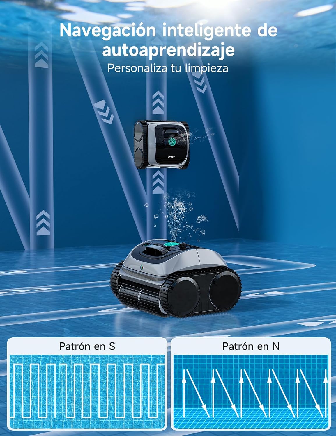 WYBOT C1-P Robot de Piscina y Robot limpiafondos Piscina, Robot Piscina limpiafondos y Paredes - 4 en 1 Aspirador sin Cable, succión Mejorada, 5 Modos, App, 155m² –Verde Acero Jade