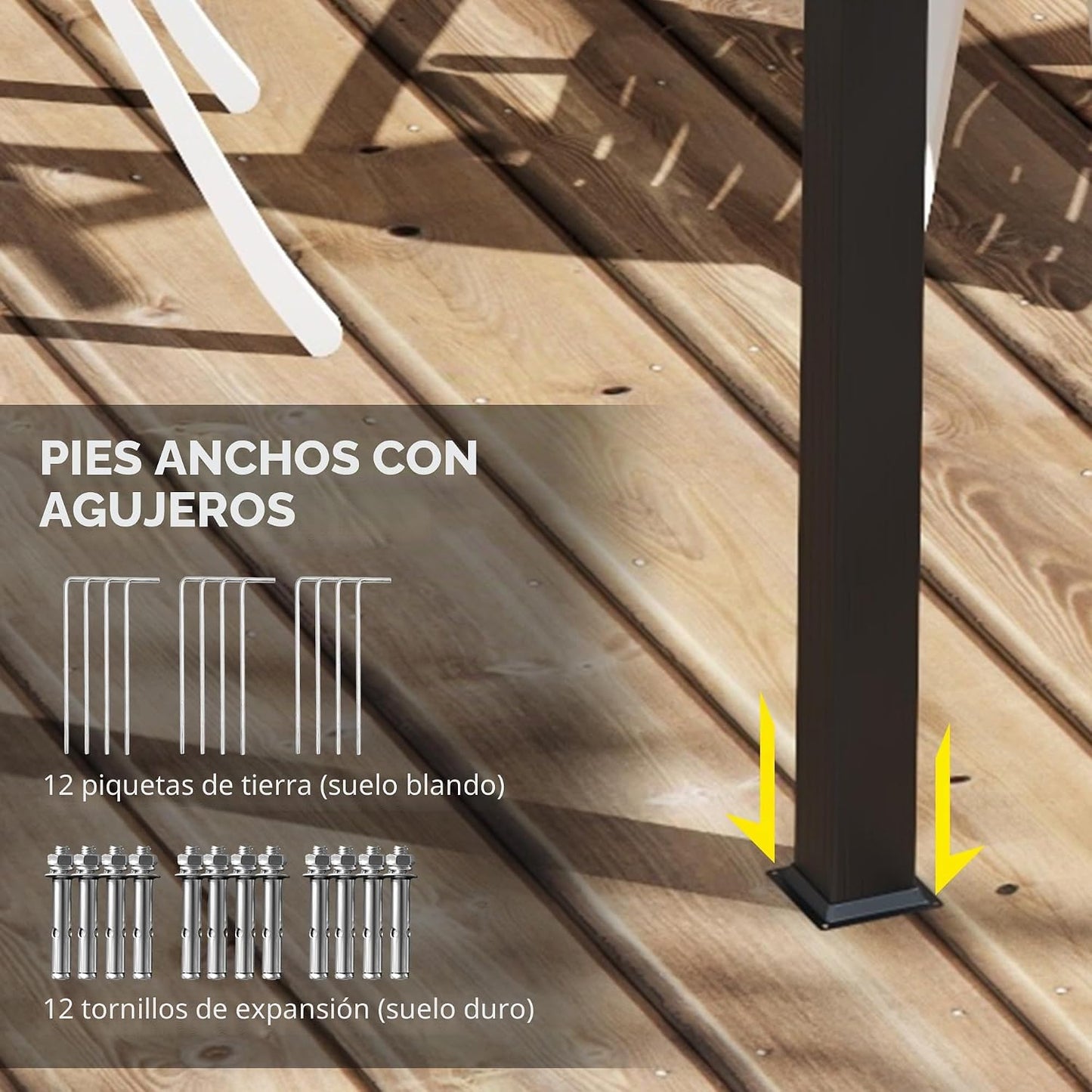 Outsunny Pergola Jardín Exterior Pergola Aluminio 3,6 x 6 m Corrediza para Terraza Estructura de Aluminio + Lona Poliéster - Gris Oscuro