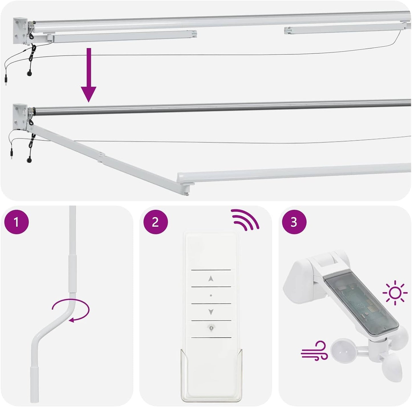 VidaXL - Toldo retráctil eléctrico (100% poliéster, aluminio, toldo eléctrico automático, moderno, retráctil, con LED, cobertizo exterior, sombra funcional