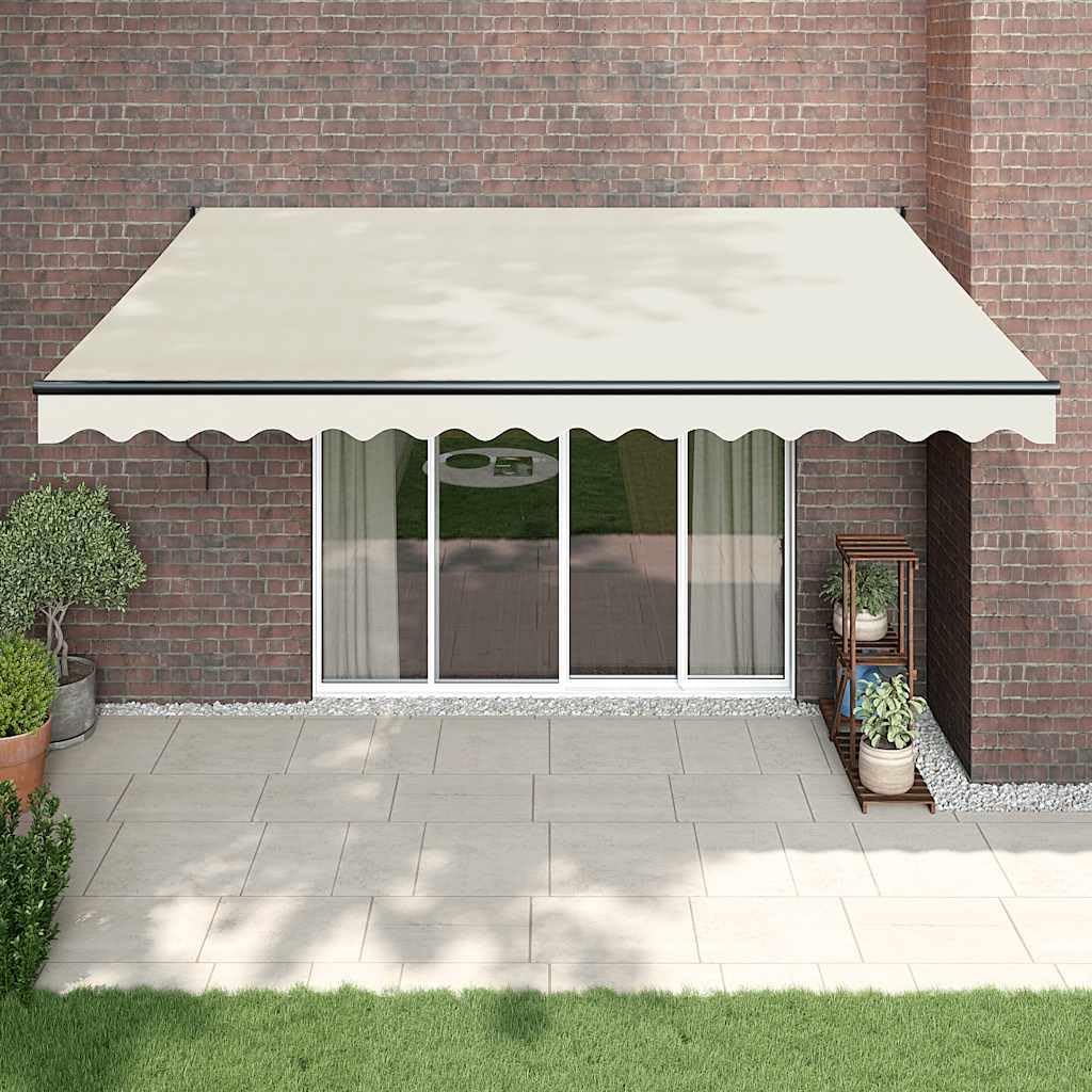 Brokky Toldo Motorizado 4X 3 m Toldo Articulado Eléctrico con Mando a Distancia para Terraza, Jardín-Crema-4 x 3 m-Marco Antracita
