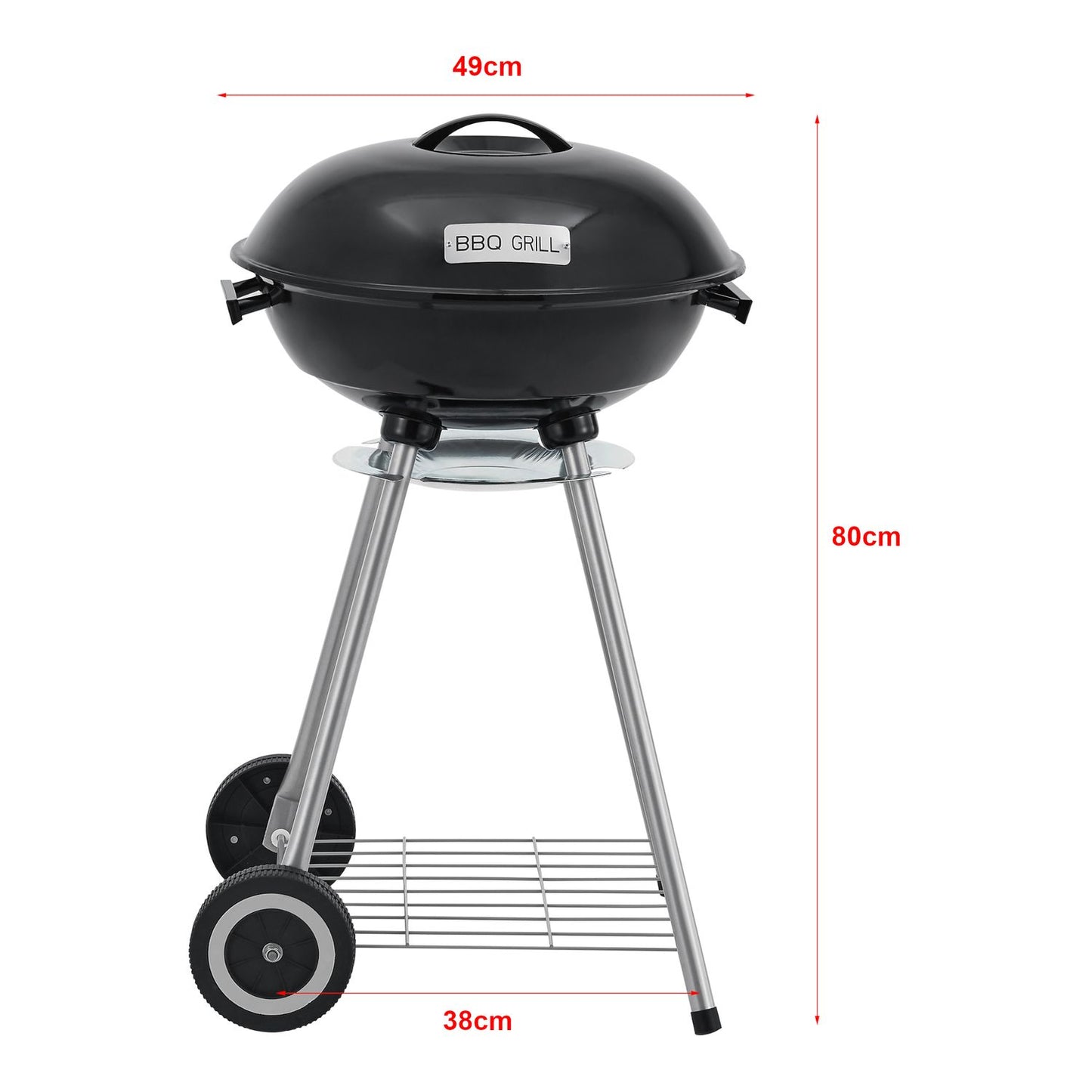 Barbacoa Redonda De Carbón Apricena Con Tapa 80x49x47cm - Negro [casa.pro]