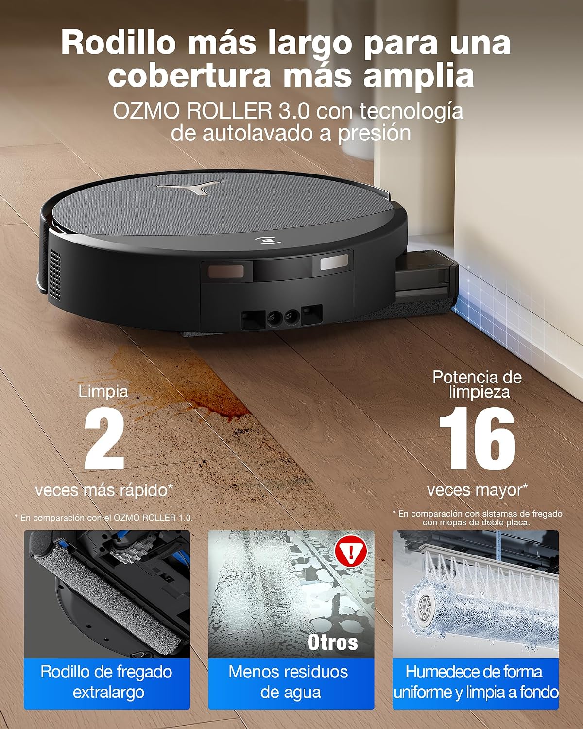 ECOVACS DEEBOT T90 Pro Omni Robot Aspirador y Mopa, 30 000 Pa, Carga PowerBoost, OZMO Roller 3.0 con Tecnología TruEdge 3.0, Aplicación Automática de la Solución de Limpieza, Agent YIKO AI, Negro