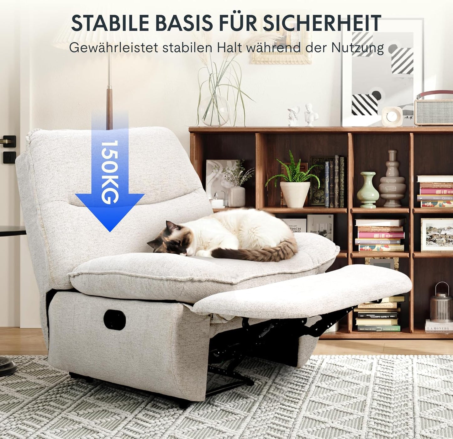 FLEXISPOT XC6 Sillón Relax, Sófa Giratorio con Función Balancín, Sillon TV con Respaldo Ajustable, Silla Reclinable para Dormitorio, Salón y Cine en Casa (Beige)