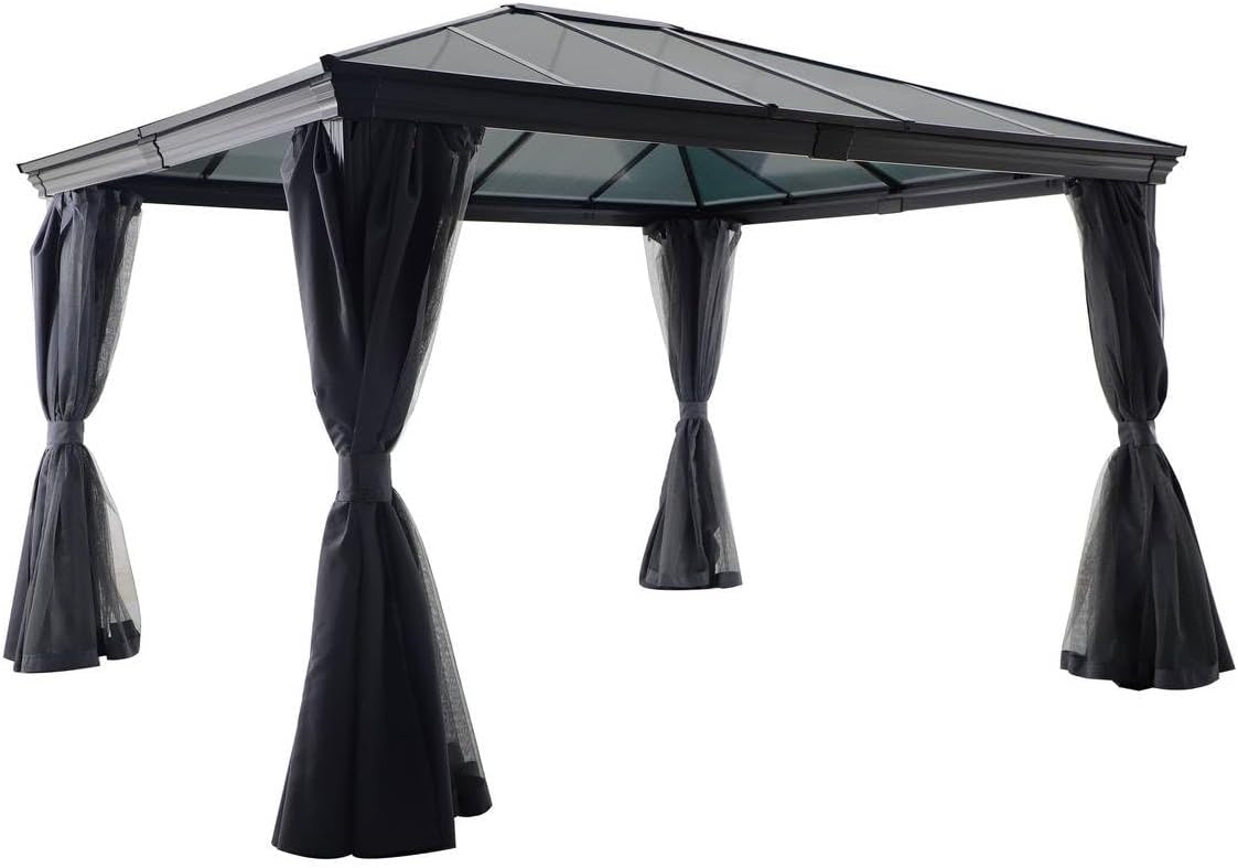 Hespéride - Gazebo Belize Graphite - 5 plazas - Poliéster, Acero Recubierto de epoxi, Resistente a la corrosión - Muebles de Exterior para Patio