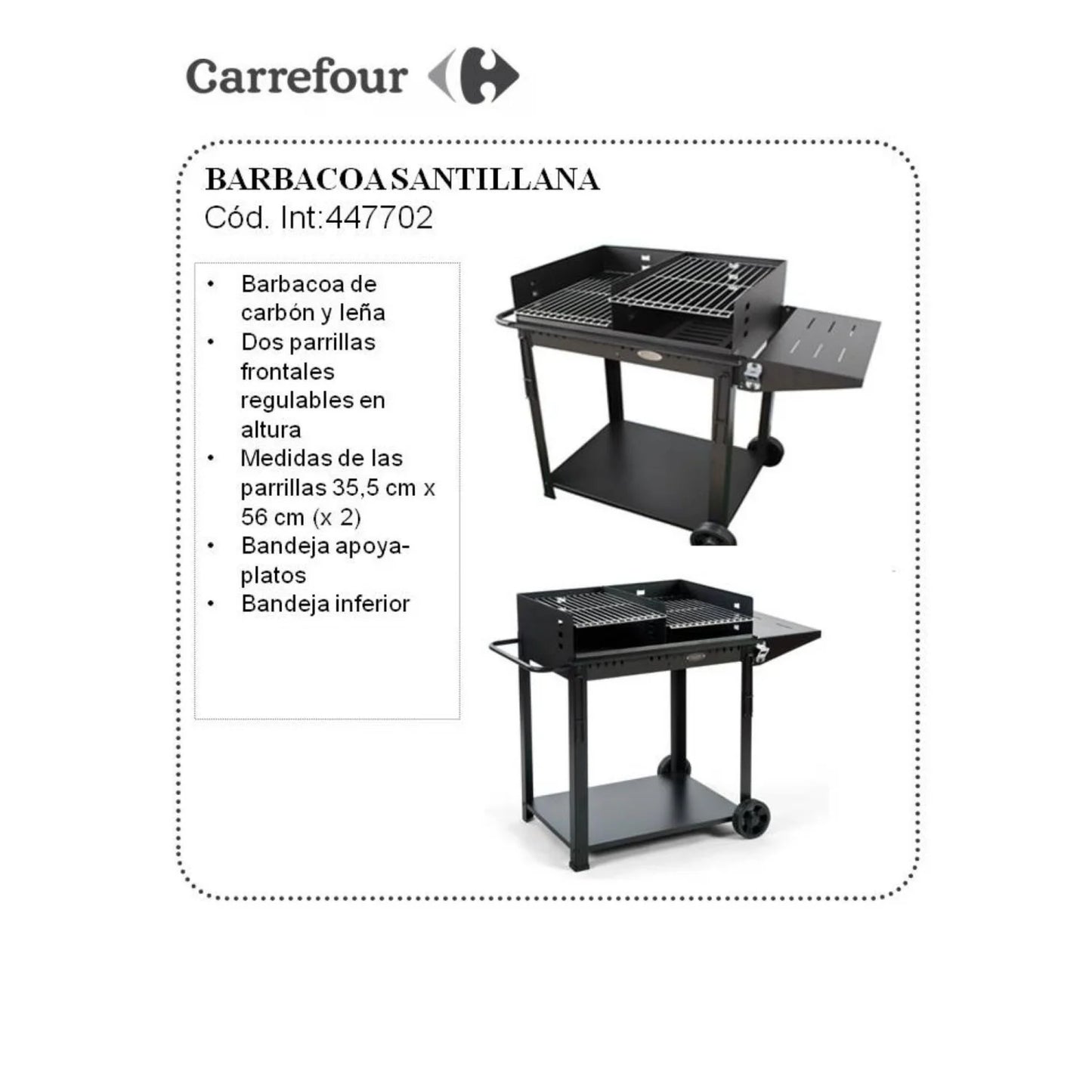 Barbacoa Santillana de Carbón con dos Parrillas Frontales