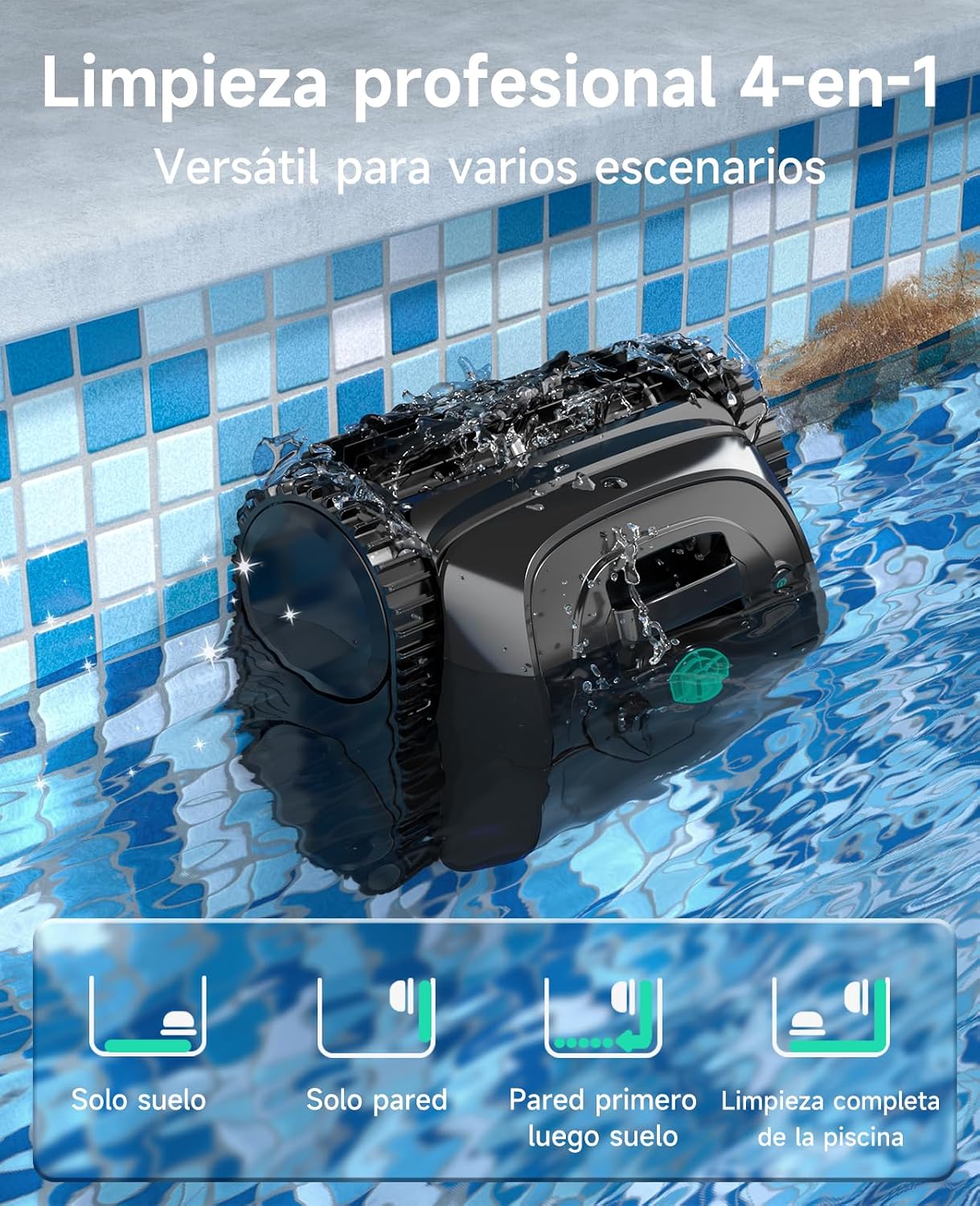 WYBOT C1 Robot Limpiafondos Piscina con Planificación Inteligente de Rutas, Limpieza Automática de Fondo, Paredes y Línea de Agua, Triple Motor Mejorado, 150 Min, hasta 150㎡(Negro)