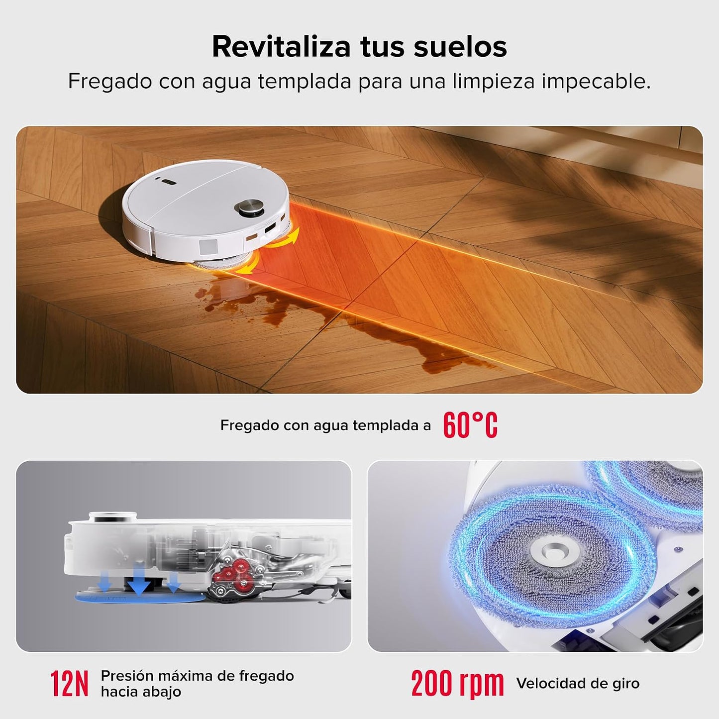 roborock Qrevo Curv 2 Pro Robot Aspirador y Fregasuelos, 25000 Pa, Zero-Enredos, Lavado Agua 100°C, Autolimpieza, Evita Obstáculos, Secado Automático, para Pelo de Mascotas